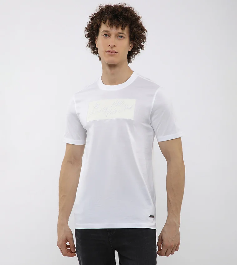 Beverly Hills Polo Club PU patch applique crew neck tee